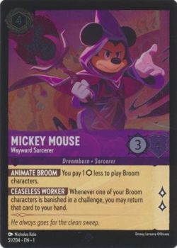 The First Chapter - 051/204 - Mickey Mouse - Wayward Sorcerer - Super Rare Cold Foil