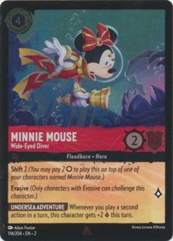 Rise of the Floodborn - 114/204 - Minnie Mouse - Wide-Eyed Diver - Rare Cold Foil