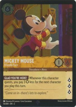 Rise of the Floodborn - 013/204 - Mickey Mouse - Friendly Face - Super Rare Cold Foil